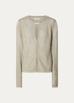 Zadig&Voltaire Dames Saya vest met lurex en opengewerkt dessin in de kleur Mosgroen