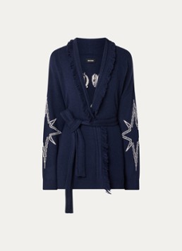 Zadig&Voltaire Dames Alpa fijngebreid vest in kasjmierblend met strikceintuur in de kleur Donkerblauw