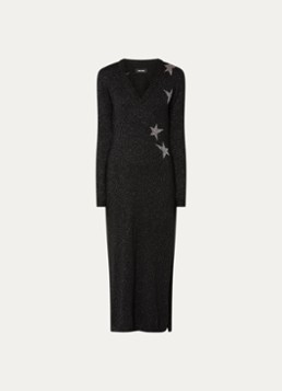 Zadig&Voltaire Dames Stelly fijngebreide jurk met lurex en ingebreid patroon in de kleur Zwart