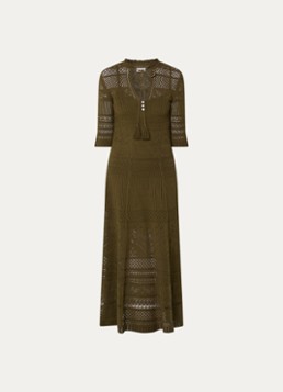Zadig&Voltaire Dames Memphis fijngebreide midi jurk met uitneembare voering in de kleur Legergroen