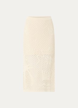 Zadig&Voltaire Dames Soly midi kokerrok met opengewerkt dessin in de kleur Beige