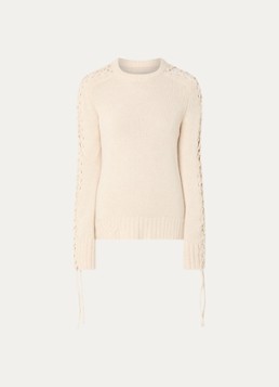 Zadig&Voltaire Dames Malty grofgebreide trui in kasjmierblend in de kleur Creme