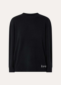 Zadig&Voltaire Dames Swyna grofgebreide trui van kasjmier met logo in de kleur Zwart