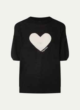 Zadig&Voltaire Dames Idaz fijngebreide T-shirt van kasjmier met ingebreid patroon in de kleur Zwart