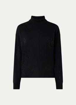 Zadig&Voltaire Dames Souly fijngebreide coltrui van kasjmier met strass in de kleur Zwart