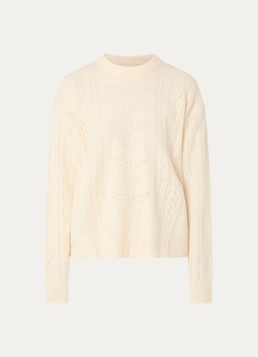 Zadig&Voltaire Dames Markuz fijngebreide trui in wolblend met opengewerkt dessin in de kleur Creme
