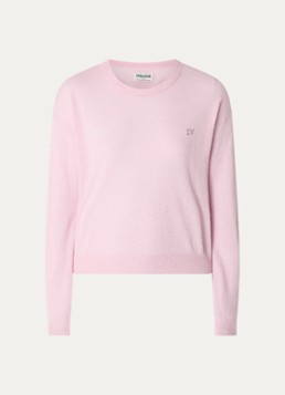 Zadig&Voltaire Dames Swapy fijngebreide trui van kasjmier met logo en strass in de kleur Lichtroze