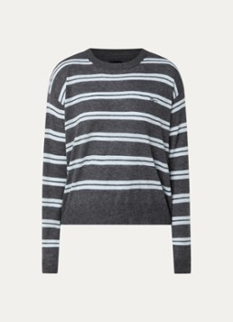 Zadig&Voltaire Dames Swapy fijngebreide trui van kasjmier met streepprint in de kleur Antraciet
