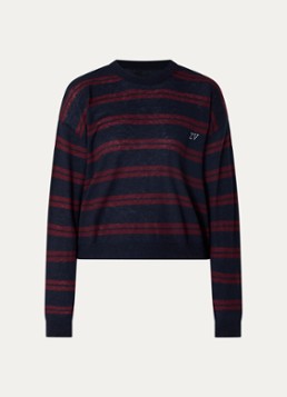 Zadig&Voltaire Dames Swapy fijngebreide trui van kasjmier met streepprint in de kleur Donkerblauw