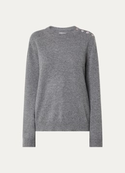 Zadig&Voltaire Dames Cara fijngebreide trui van kasjmier met knoopdetail in de kleur Middengrijs