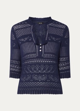Zadig&Voltaire Dames Mem fijngebreide top met opengewerkt dessin in de kleur Donkerblauw
