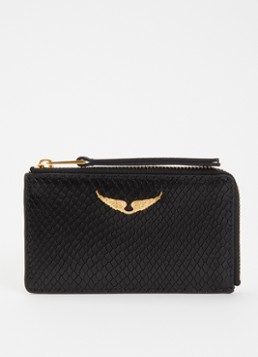Zadig&Voltaire Dames Card Soft Pasjeshouder van leer met slangenstructuur in de kleur Zwart