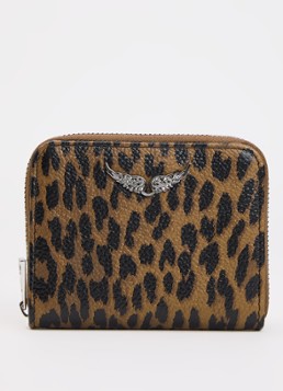 Zadig&Voltaire Dames Portemonnee van leer met panterprint in de kleur Bruin
