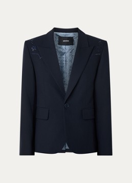 Zadig&Voltaire Dames Vavy blazer met schoudervulling en klepzakken in de kleur Donkerblauw