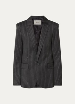 Zadig&Voltaire Dames Valser blazer met schoudervulling en lurex in de kleur Antraciet