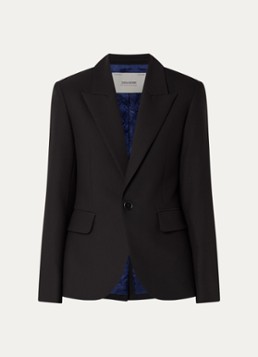 Zadig&Voltaire Dames Vavy blazer met schoudervulling en backprint in de kleur Zwart