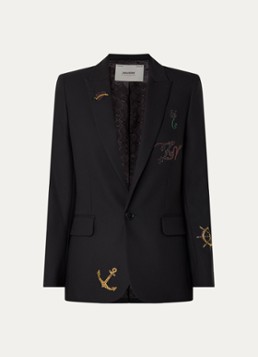 Zadig&Voltaire Dames Valse blazer met strass in de kleur Zwart