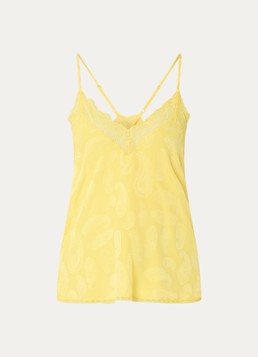 Zadig&Voltaire Dames Christy top van zijde met details van kant in de kleur Geel