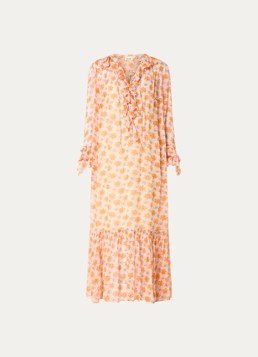 Zadig&Voltaire Dames Ralicel maxi tuniekjurk met bloemenprint en ruches in de kleur Oranje