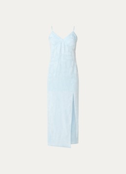 Zadig&Voltaire Dames Ramelil maxi jurk van zijde met split in de kleur Lichtblauw