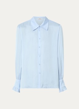 Zadig&Voltaire Dames Thely blouse van satijn met ruches in de kleur Blauwgrijs