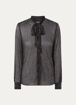 Zadig&Voltaire Dames Tulba semi-transparante blouse met sjaalkraag en lurex in de kleur Zwart