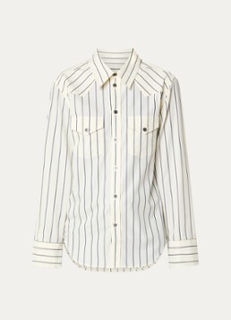 Zadig&Voltaire Dames Thelma blouse met borstzakken en streepprint in de kleur Lichtgeel