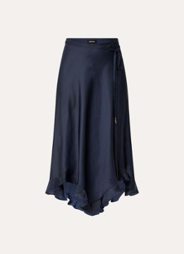 Zadig&Voltaire Dames Jeto midi rok van satijn met asymmetrische zoom in de kleur Donkerblauw