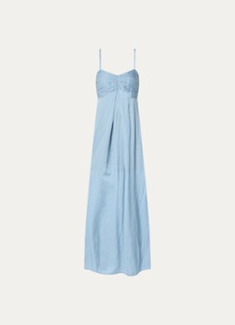 Zadig&Voltaire Dames Rippie maxi jurk van satijn met split in de kleur Lichtblauw