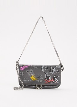 Zadig&Voltaire Dames Rock Nano Humberto clutch van leer in de kleur Donkergrijs