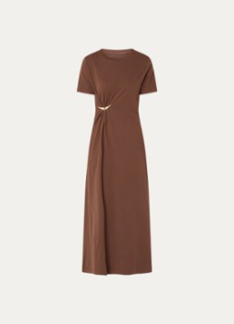 Zadig&Voltaire Dames Raja midi T-shirt jurk met afneembare broche in de kleur Bruin