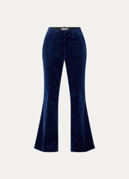 Zadig&Voltaire Dames Prevy mid waist flared fit pantalon van fluweel met steekzakken in de kleur Royalblauw