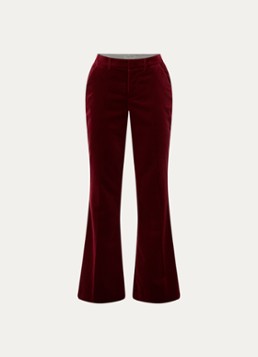 Zadig&Voltaire Dames Prevy mid waist flared fit pantalon van fluweel met steekzakken in de kleur Kersenrood