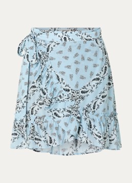 Zadig&Voltaire Dames Jupiter mini rok met volant en paisley dessin in de kleur Lichtblauw