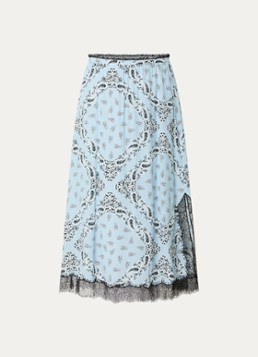 Zadig&Voltaire Dames Jarvis midi rok met paisley dessin en split in de kleur Lichtblauw