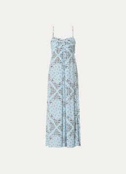 Zadig&Voltaire Dames Rippie maxi jurk met logoprint in de kleur Lichtblauw