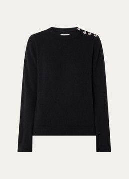 Zadig&Voltaire Dames Cara fijngebreide trui van kasjmier met knoopdetail in de kleur Zwart