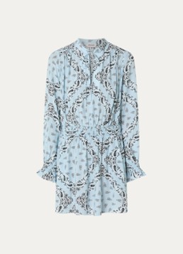 Zadig&Voltaire Dames Rayados mini tuniekjurk met logoprint in de kleur Lichtblauw