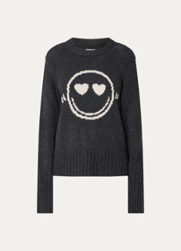 Zadig&Voltaire Dames Malty grofgebreide trui van merino wol met ingebreid patroon in de kleur Antraciet