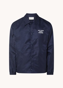 Drôle de Monsieur Heren Jack met front- en backprint in de kleur Donkerblauw, maat: XL