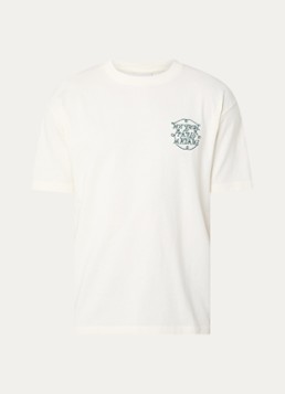 Drôle de Monsieur Heren T-shirt met borduring in de kleur Gebroken wit, maat: L