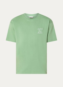 Drôle de Monsieur Heren T-shirt met logo- en backprint in de kleur Lichtgroen, maat: S