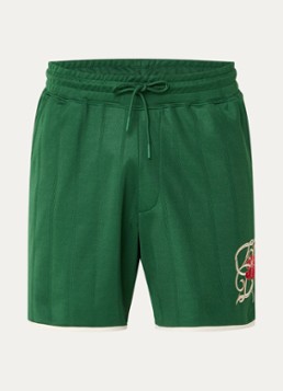 Drôle de Monsieur Heren Loose fit korte broek met borduring in de kleur Donkergroen, maat: S