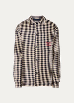 Drôle de Monsieur Heren Jack met backprint en pied-de-poule dessin in de kleur Donkerblauw, maat: L