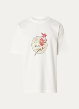 Drôle de Monsieur Heren T-shirt met logoprint in de kleur Gebroken wit, maat: S