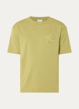 Drôle de Monsieur Heren Equisse T-shirt logo- en backprint in de kleur Khaki, maat: S