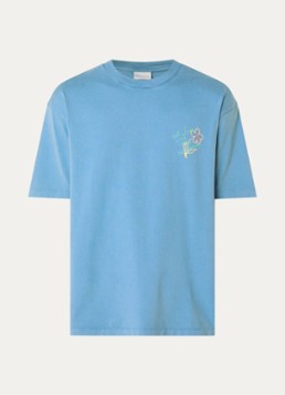 Drôle de Monsieur Heren Equisse T-shirt front- en backprint in de kleur Blauwgrijs, maat: XL