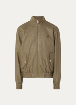 Drôle de Monsieur Heren Bomberjack in wolblend met logoborduring in de kleur Lichtbruin, maat: XL