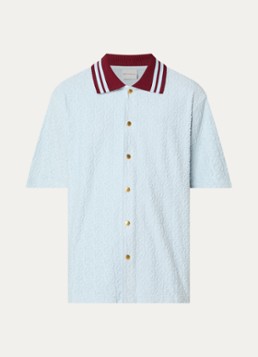Drôle de Monsieur Heren Monogram overhemd met logo flockprint in de kleur Lichtblauw, maat: L