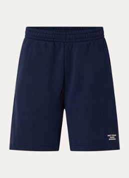 Drôle de Monsieur Dames Slogan wide fit korte joggingbroek met steekzakken in de kleur Donkerblauw, maat: S